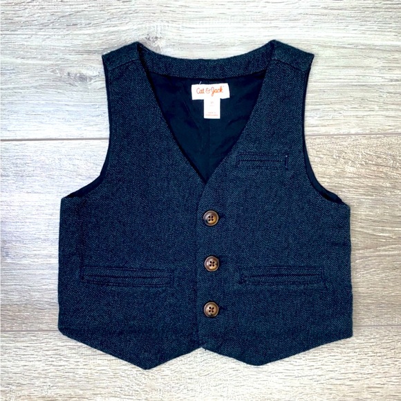 Cat & Jack Dress Vest 2T Charcoal Gray Holiday Vest 2T Dark Gray - Picture 6 of 12